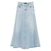 7 For All Mankind High-waisted Denim Maxi Skirt In Blue