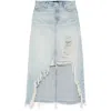 7 For All Mankind Denim Midi Skirt In Peaches In Blue