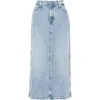 7 For All Mankind Denim Midi Skirt In Blue