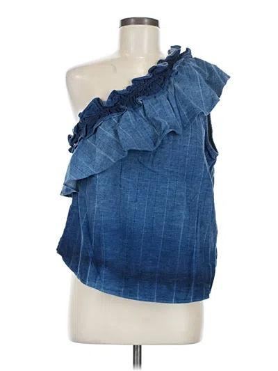Pre-owned 7 For All Mankind Sleeveless Blouse In Blue