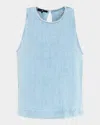 7 For All Mankind Sleeveless Chambray Top In Kansas