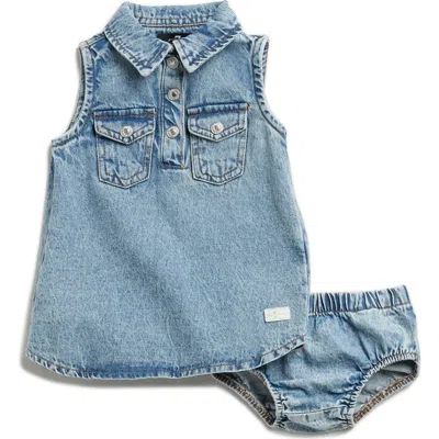 7 For All Mankind Babies'  Sleeveless Denim Dress & Bloomers In Blue