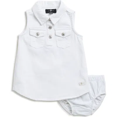 7 For All Mankind Babies'  Sleeveless Denim Dress & Bloomers In White
