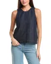 7 For All Mankind Sleeveless Linen-blend Top In Black