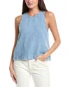 7 For All Mankind Sleeveless Linen-blend Top In Blue