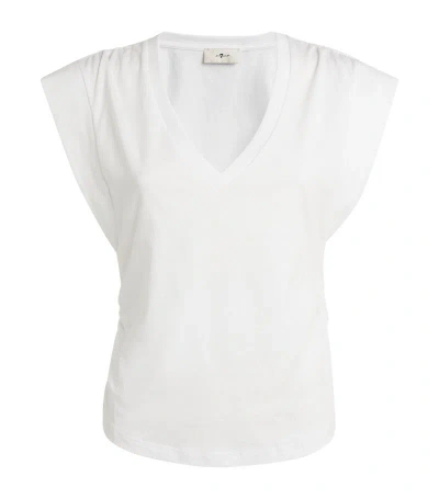 7 For All Mankind Sleeveless V-neck T-shirt In White