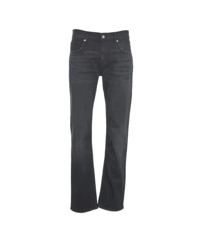 7 For All Mankind Slightly Faded Black Straight-leg Jeans