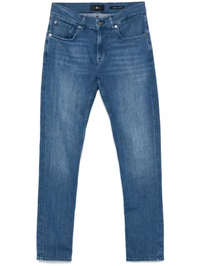 7 FOR ALL MANKIND SLIM FIT BLUE JEANS WITH WHISKERING EFFECT