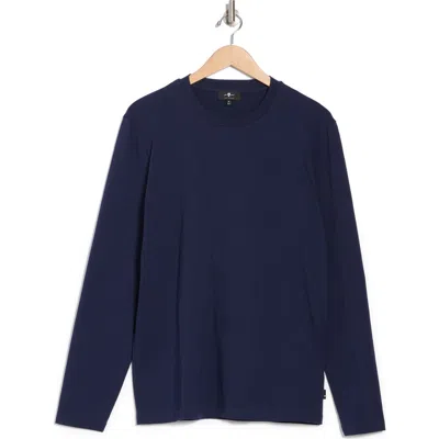 7 For All Mankind Slim Fit Crew Neck Long Sleeve Shirt In Maritime Blue
