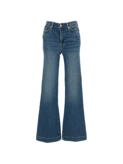 7 For All Mankind Slim Illusion Flared Jeans In Blue