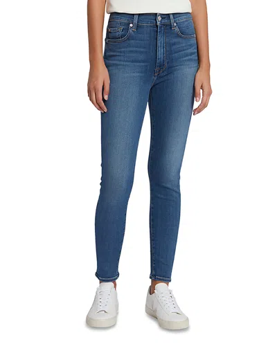 7 For All Mankind High-waisted Skinny Ankle Jeans In Straight In Luxe Love Story