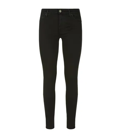 7 For All Mankind Slim Illusion High Waist Super Skinny Jeans In Black