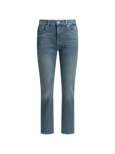 7 For All Mankind Lightblue Cotton Modal Elastomultiester Elastane Jeans In Blue