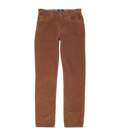 7 For All Mankind Mens Brown Slimmy Slim-fit Tapered Stretch-denim Jeans In Brown