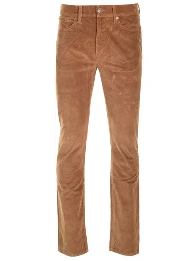 7 For All Mankind Ens Brown Slimmy Corduroy Five-pockets Straight-leg Slim-fit Stretch-cotton Blend Jeans