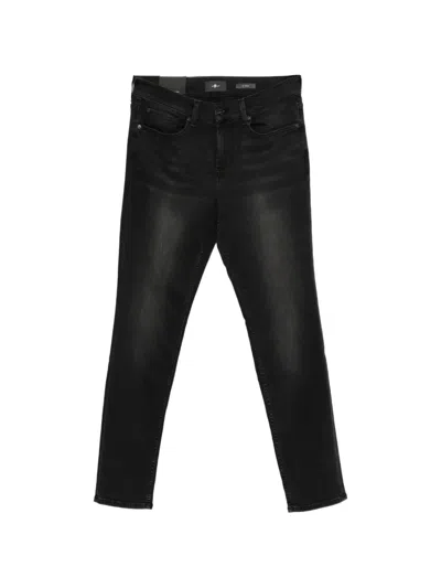7 For All Mankind Slimmy Faded-effect Jeans In Black