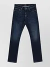 7 For All Mankind Dark Blue Straight Leg Jeans With Classic Five-pocket Design In Blue