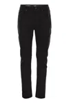 7 For All Mankind Slimmy Tapered Skinny Medium Waisted Jeans In Black