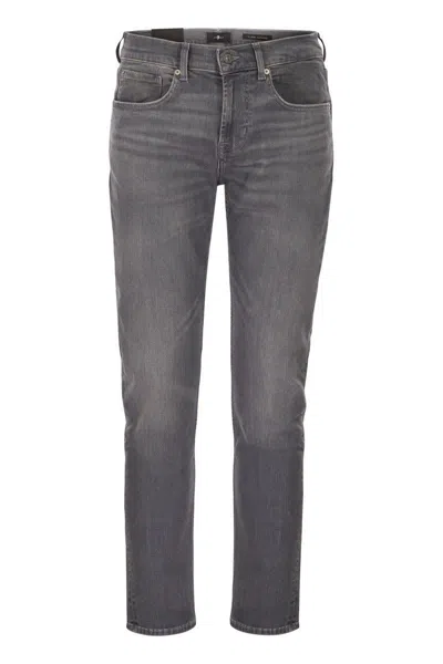 7 For All Mankind Slimmy Tapered - Skinny Medium-waisted Jeans In Gray