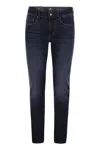 7 For All Mankind Slimmy Tapered Alto - Mid-rise Skinny Jeans In Navy