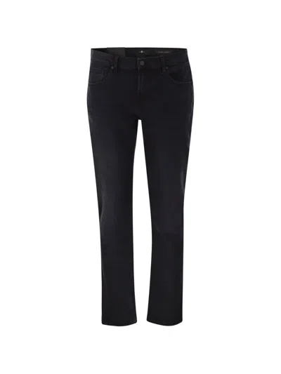 7 For All Mankind Slimmy Tapered Low Jeans In Denim In Black