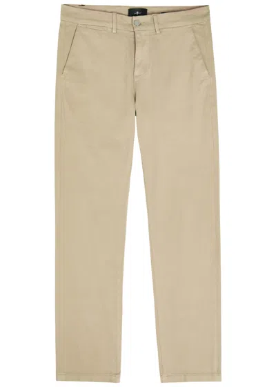 7 For All Mankind Slimmy Tapered-leg Cotton-blend Chino Trousers In Brown