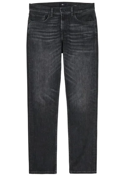 7 For All Mankind Slimmy Tapered-leg Jeans In Black