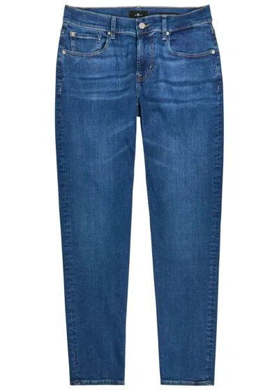 7 For All Mankind Slimmy Tapered Luxe Performance Jeans In Blue