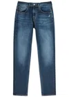 7 For All Mankind Slimmy Tapered Luxe Performance Jeans In Dark Blue