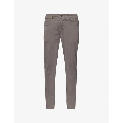7 For All Mankind Mens Grey Slimmy Tapered Slim-fit Stretch Cotton-blend Trousers