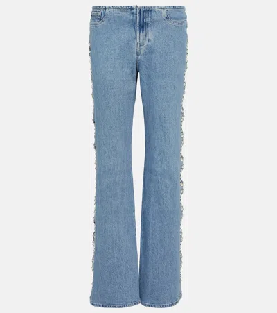 7 For All Mankind Slouchy Bootcut Embellished Jeans In Lightblue
