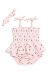 7 For All Mankind Babies'  Smocked Bubble Bodysuit & Headband Set