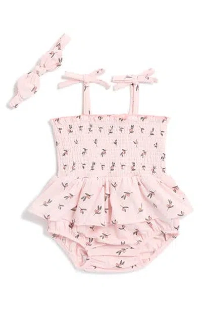 7 For All Mankind Babies'  Smocked Bubble Bodysuit & Headband Set