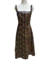7 For All Mankind Snake Faux Leather Square Neck Sleeveless Midi Dress In Brown In Brown