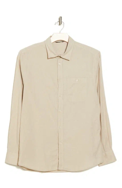 7 For All Mankind Solid Cotton & Linen Button-up Shirt In Sesame
