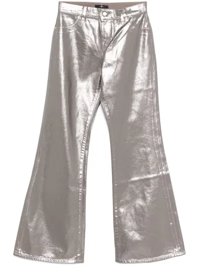 7 For All Mankind `spencer Flare Coated Champagne` Jeans In Yellow