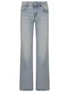 7 For All Mankind Womens Amuse Me Lotta Flared Straight-leg Mid-rise Stretch-denim Blend Jeans In Light Blue
