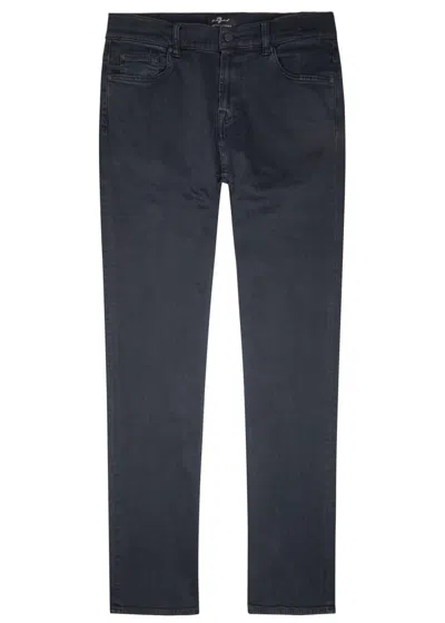 7 For All Mankind Standard Luxe Performance Straight Leg Jeans In Dark Blue