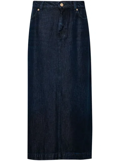 7 For All Mankind Stormy Midi Skirt In Dark Blue