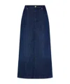 7 For All Mankind Denim Midi Skirt In Blue