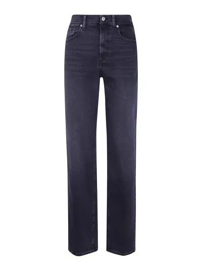 7 For All Mankind Stovepipe Classic Wide Leg Denim In Black