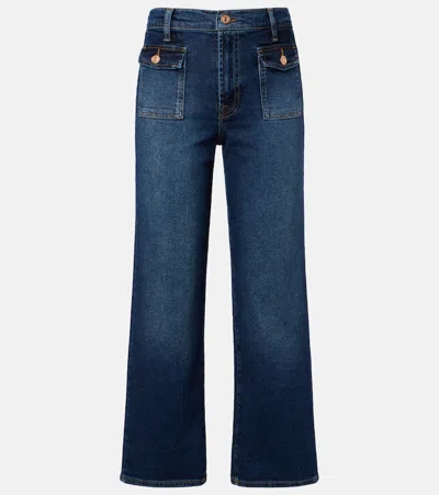 7 For All Mankind Stovepipe Cropped Straight Jeans In Blue