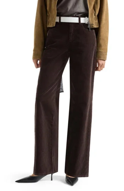 7 For All Mankind Stovepipe High Waist Straight Leg Jeans In Corduroy Coffee