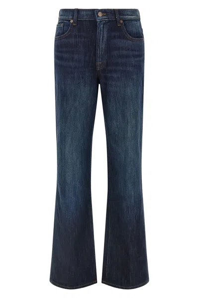 7 For All Mankind Mid Rise Flared Leg Denim Jeans In Blue