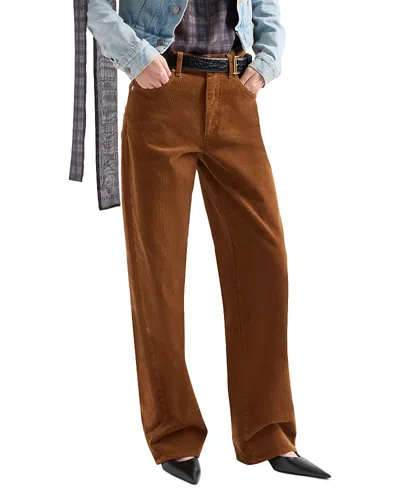 7 For All Mankind Stovepipe Straight Corduroy Pants In Brown