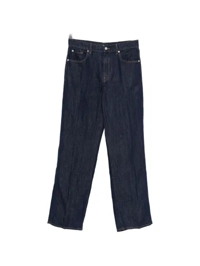 7 For All Mankind Stovepipe Straight Denim Jeans In Blue