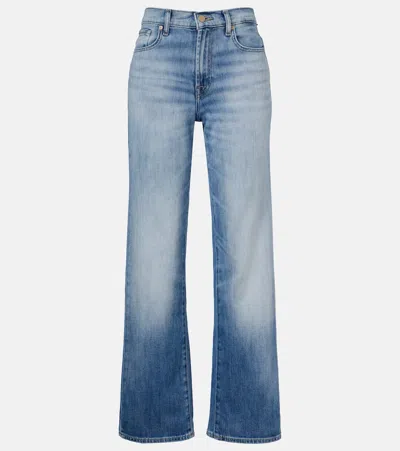 7 For All Mankind Stovepipe Straight Jeans In Blue