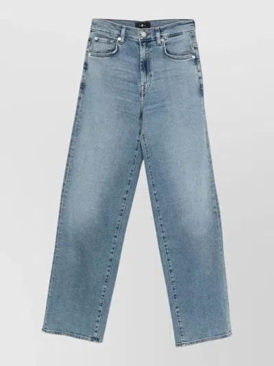 7 For All Mankind Stovepipe Straight Leg Denim Trousers In Blue