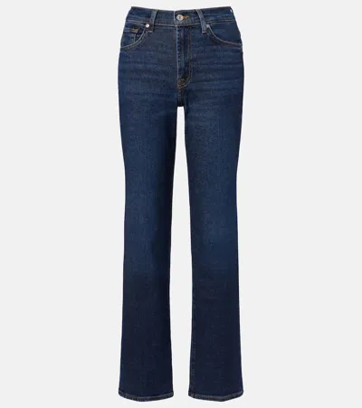 7 For All Mankind Stovepipe Straight Mid-rise Straight Jeans In Blue