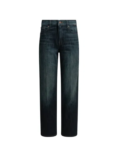 7 For All Mankind Stovepipe Straight-leg Jeans In Blue